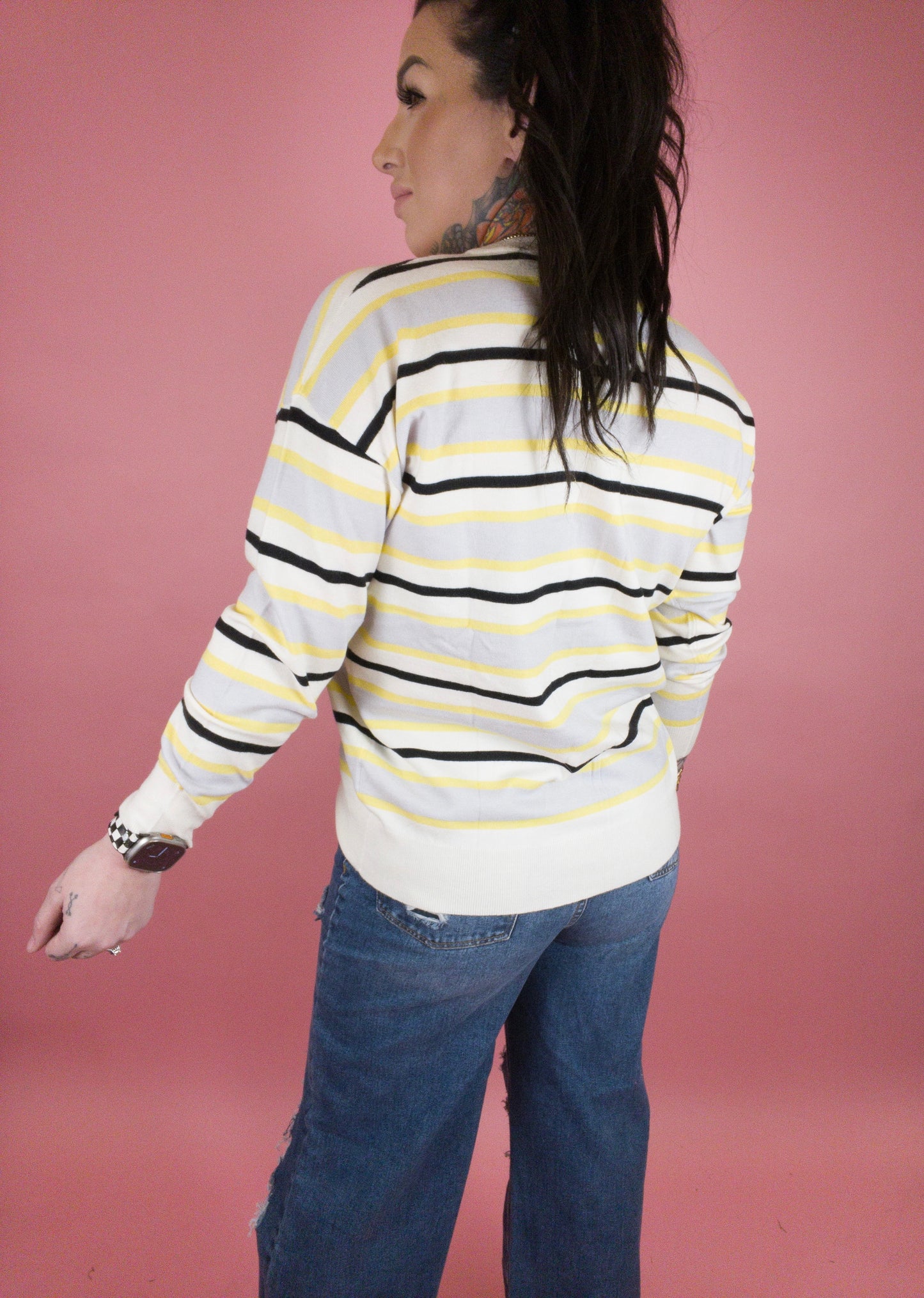 Sunshine In My Pocket Striped Woven Sweater