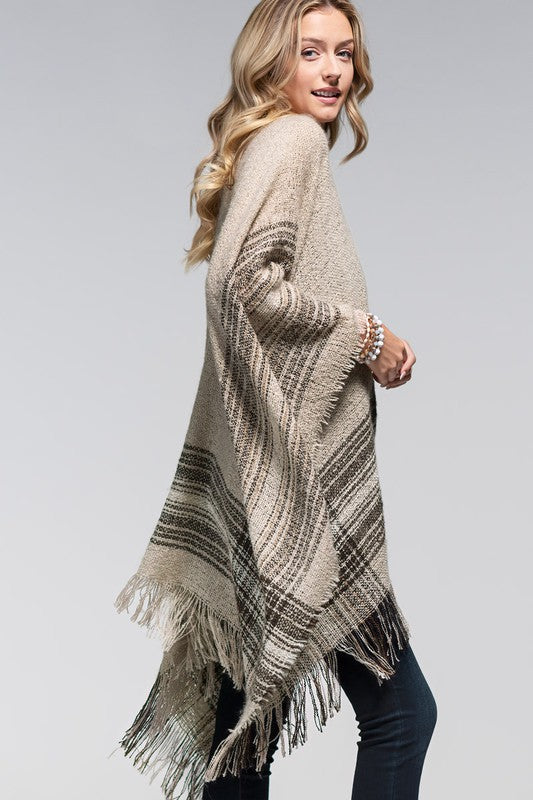 Sense Of Home Plaid Fringe Ruana