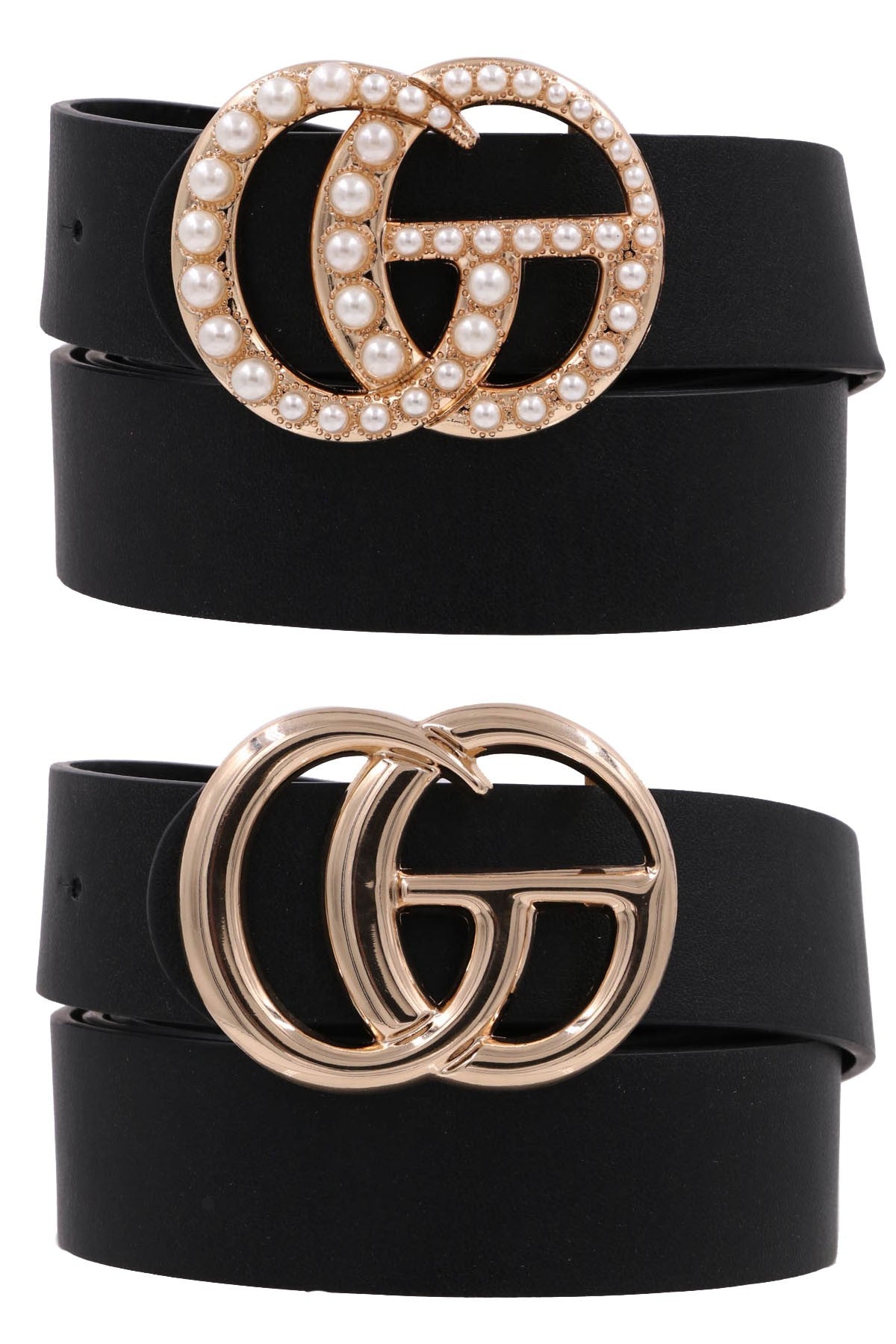 Black GG PEARL Metal Buckle Fashion Belt Set