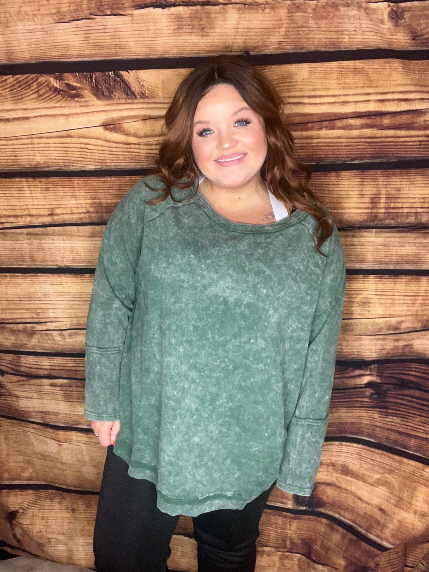 CURVY White Birch - Long Sleeve Solid Knit Boat Neck Top