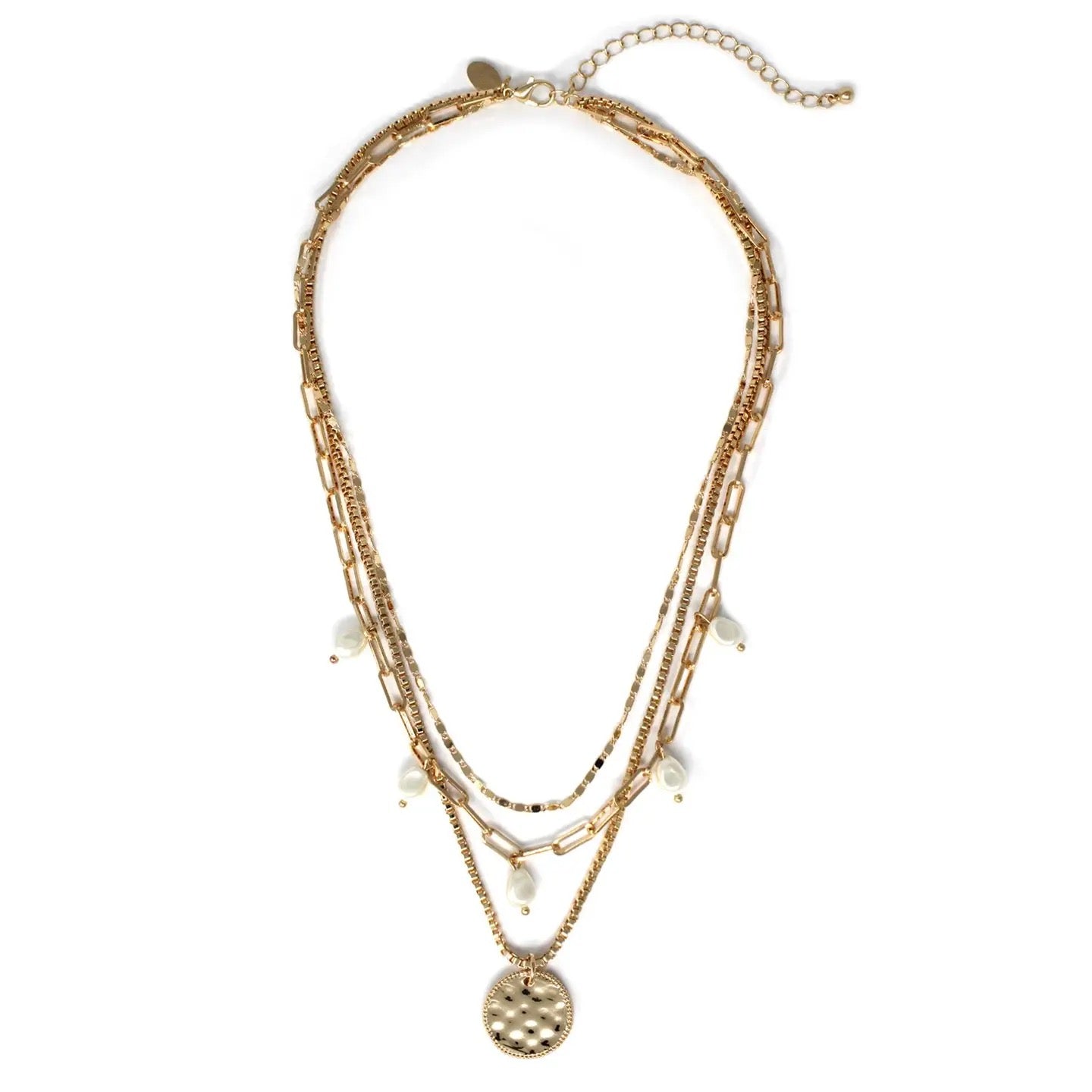 Ancient Gold Triple Layered Necklace