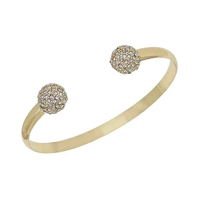 Pave Ball Open Cuff Bracelet