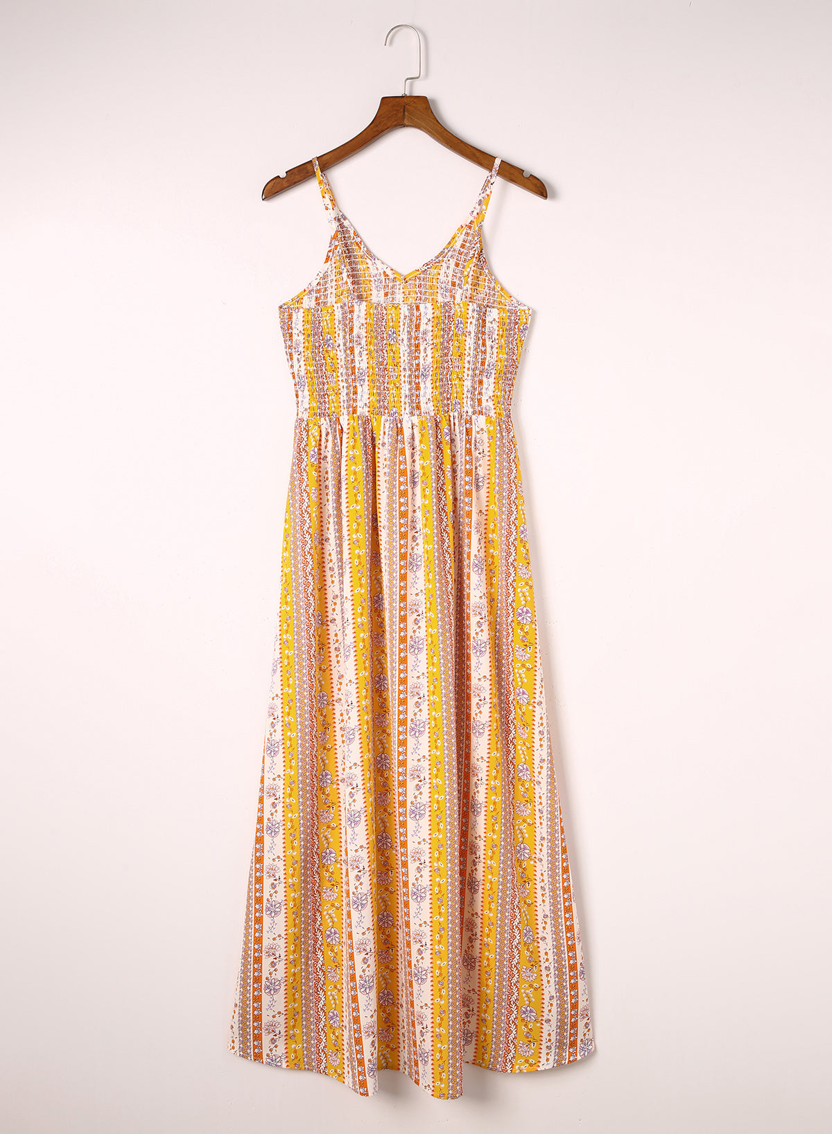 Vibrant Notion Smocked Printed V-Neck Cami - BP