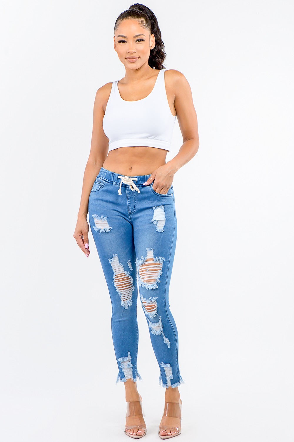 Run For It Curvy Denim Joggers