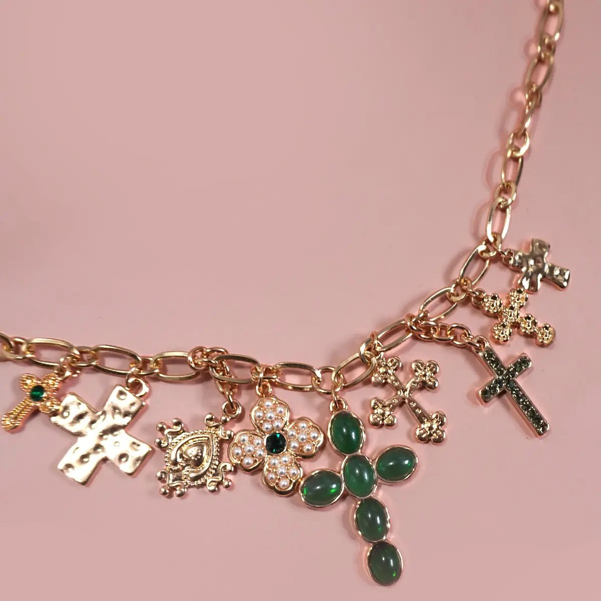 Multi Cross Charms Necklace