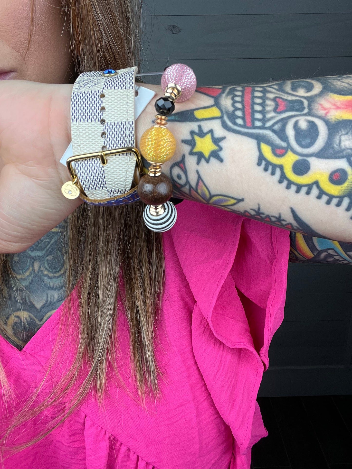 Well Traveled Bead & Fabric Bracelet