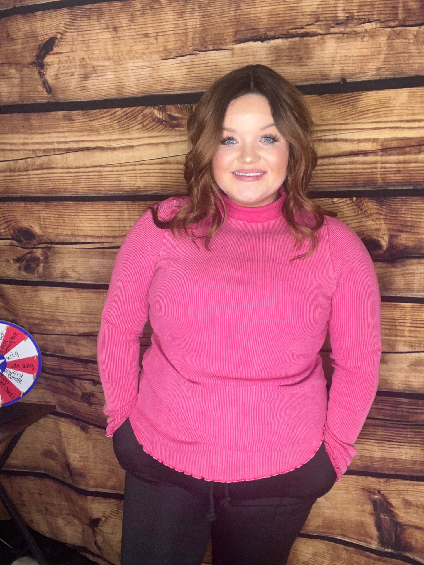 CURVY White Birch - Long Sleeve Solid Knit Mock Neck Top