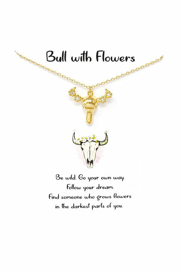 Be Wild Cowboy Steer Head Necklace
