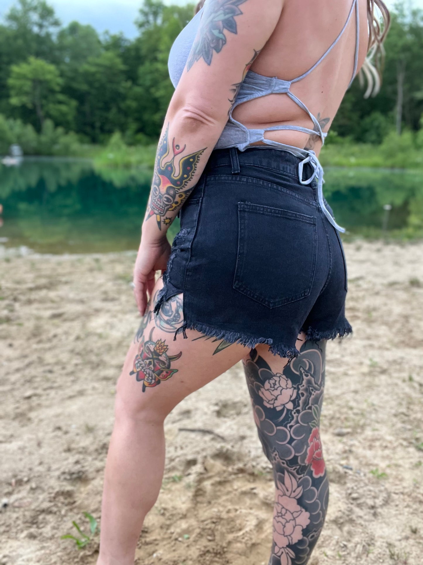 Beach Vibez Fold Over Denim Shorts