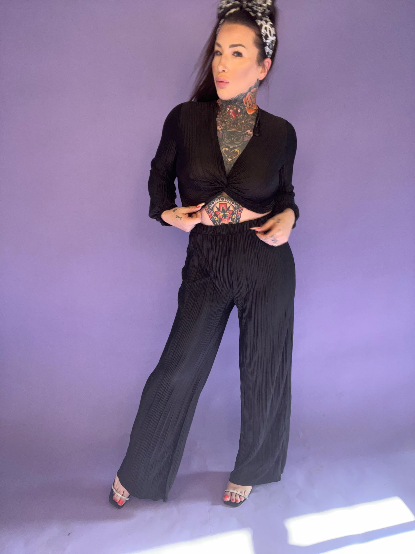 Plenty of Diamonds For Queens Peasant Sleeve Top And Pants Set