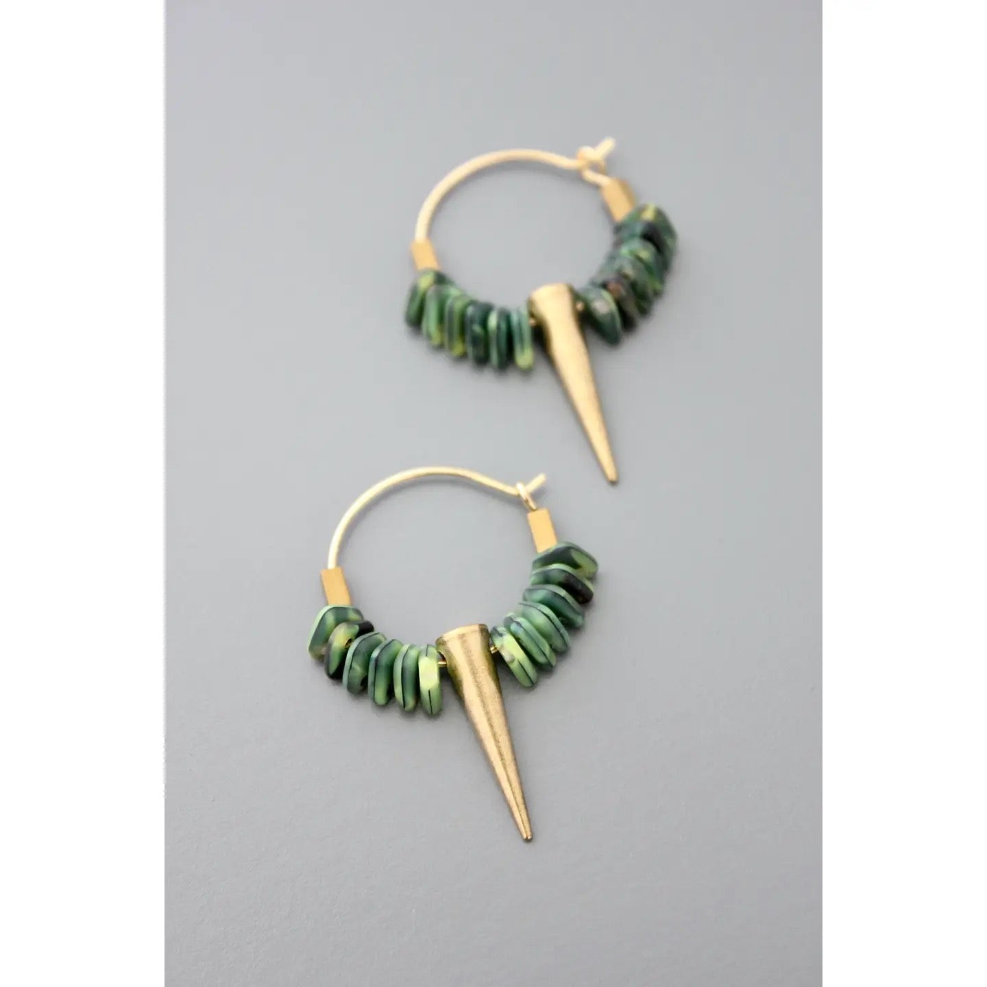 Spike An Interest Green Glass Spike Earring