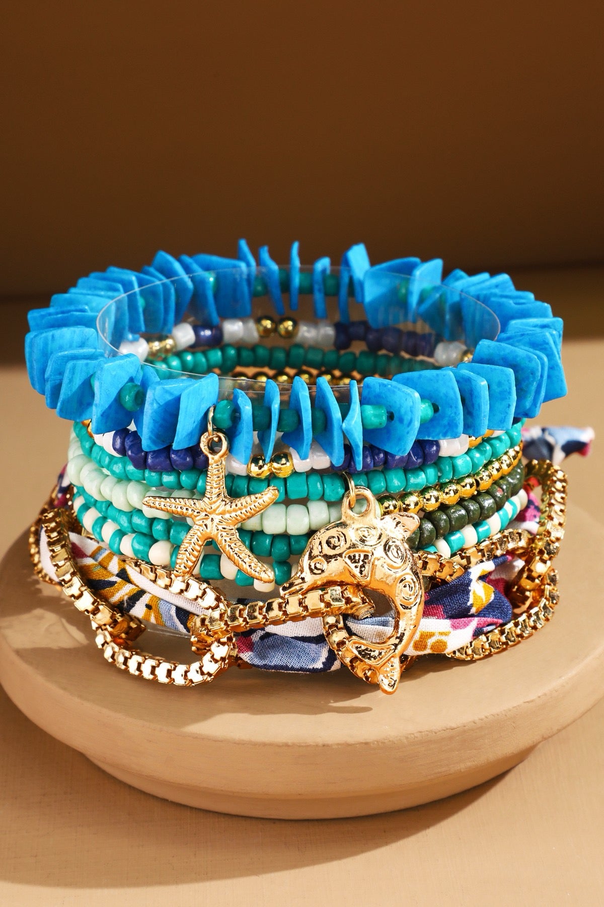 Boho Stacking Beaded Charm Bracelet