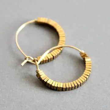 The Queen Royal Crown Mini Gold Hematite Hoop Earring