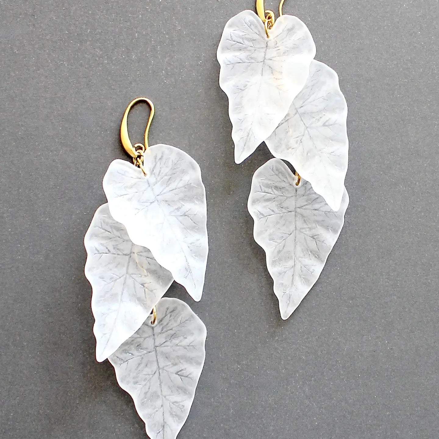Winter Weather Frosted Acrylic Leaf Earring