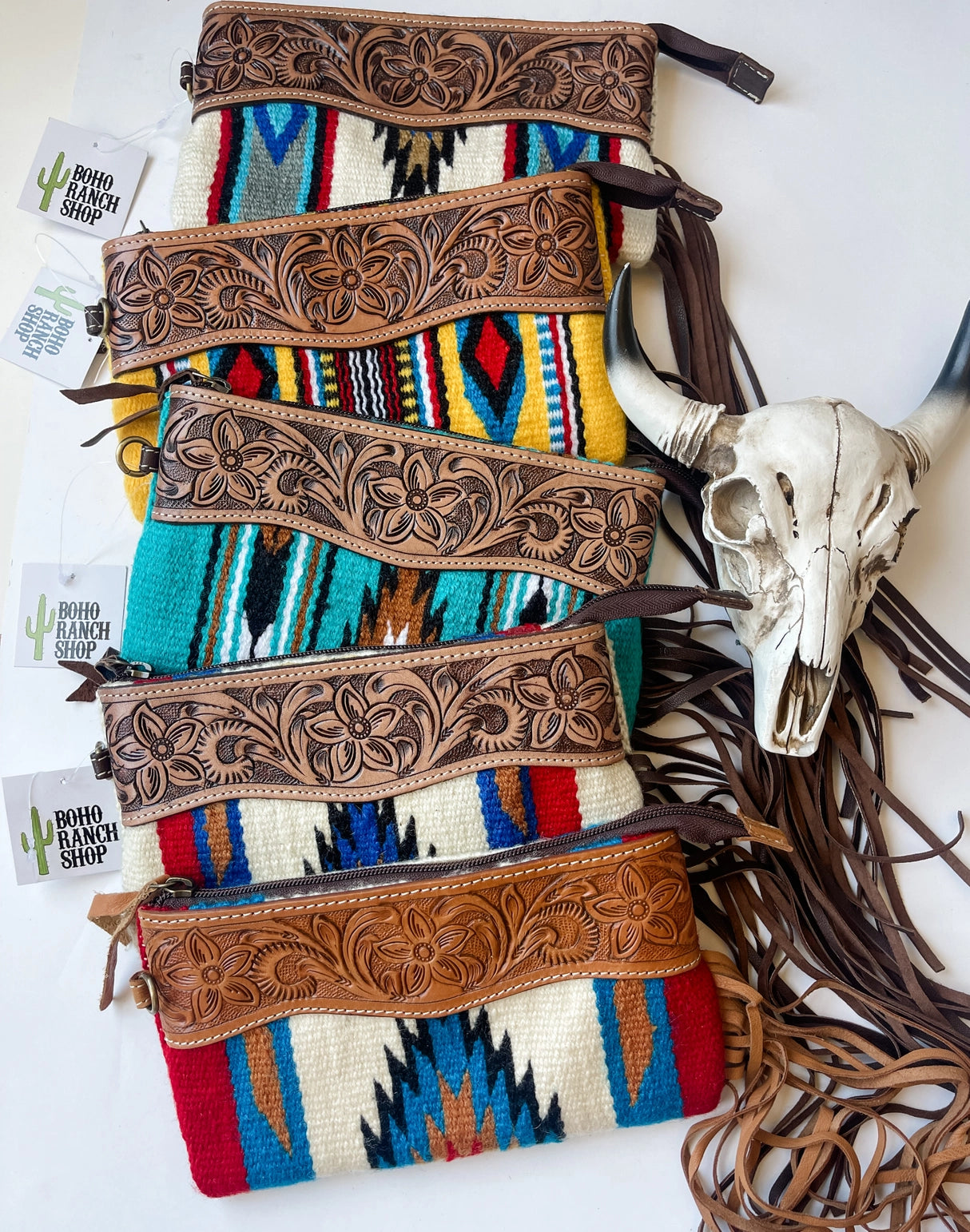 Ad Jewelry Case Aztec Geniune Western Leather Women bag