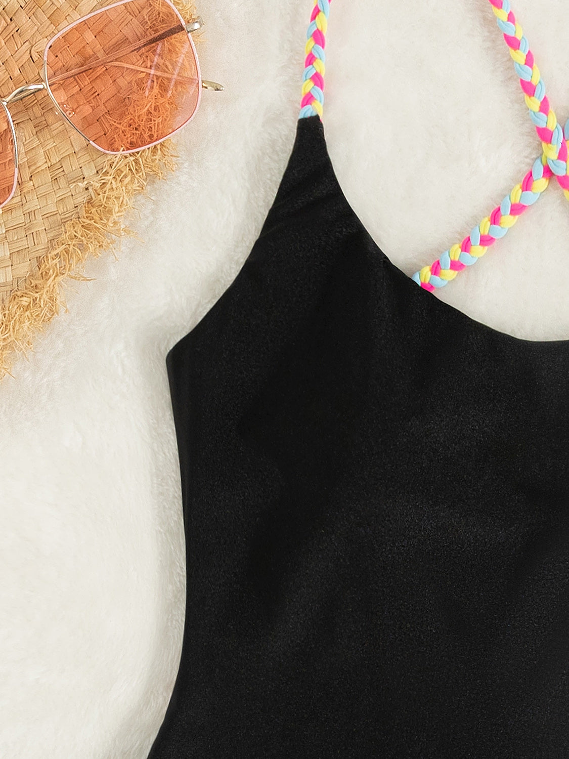 Jump The Waves Tied Braided Strap Scoop Neck One-Piece Swimwear - BP