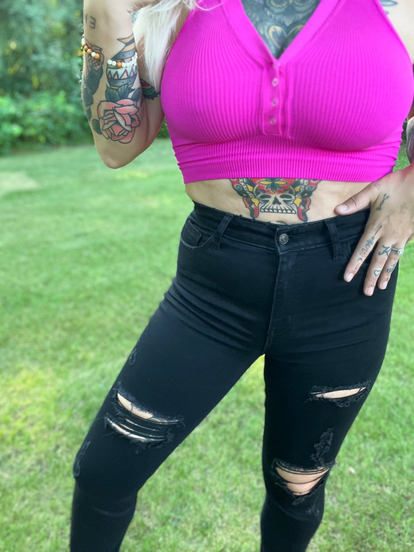 Higher Self Cropped Denim Pants