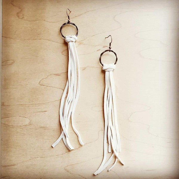 You'll Be Back Leather Fringe Tassel Earrings