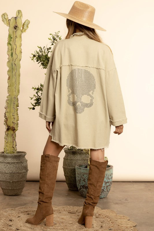Crackin' Skulls Detailed Denim Jacket *NEW COLOR OPTION*