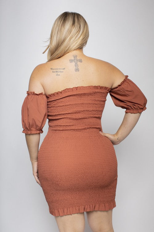 Just Dreaming Smocked Off The Shoulder Curvy Dress