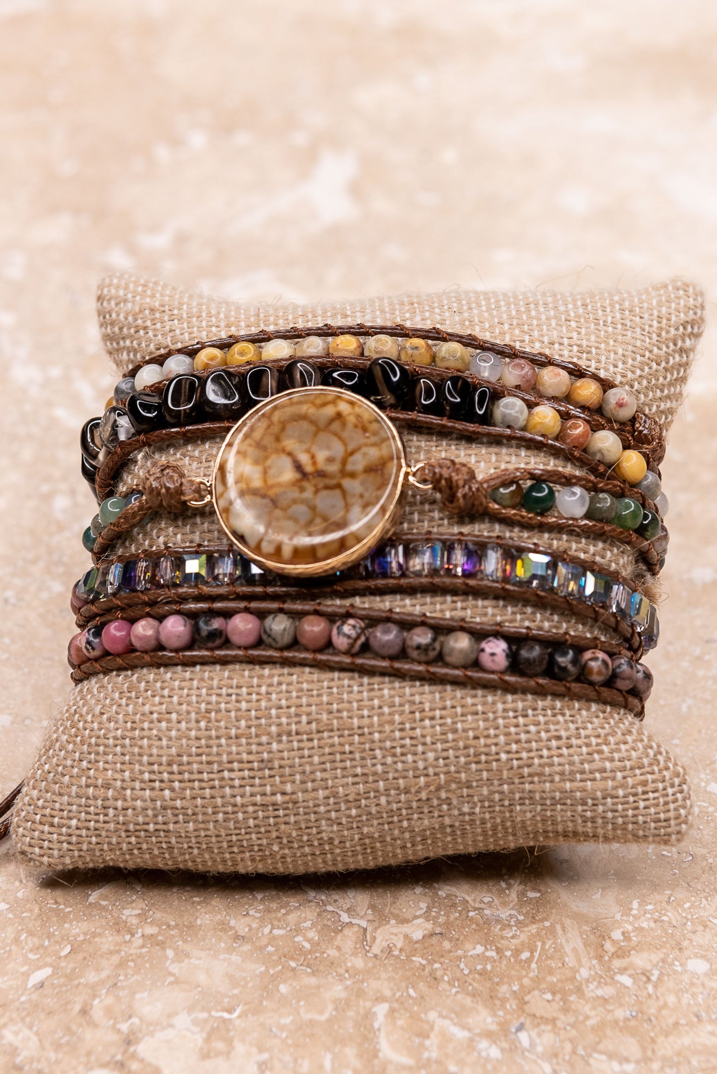 Natural Stones Wraparound Bracelet