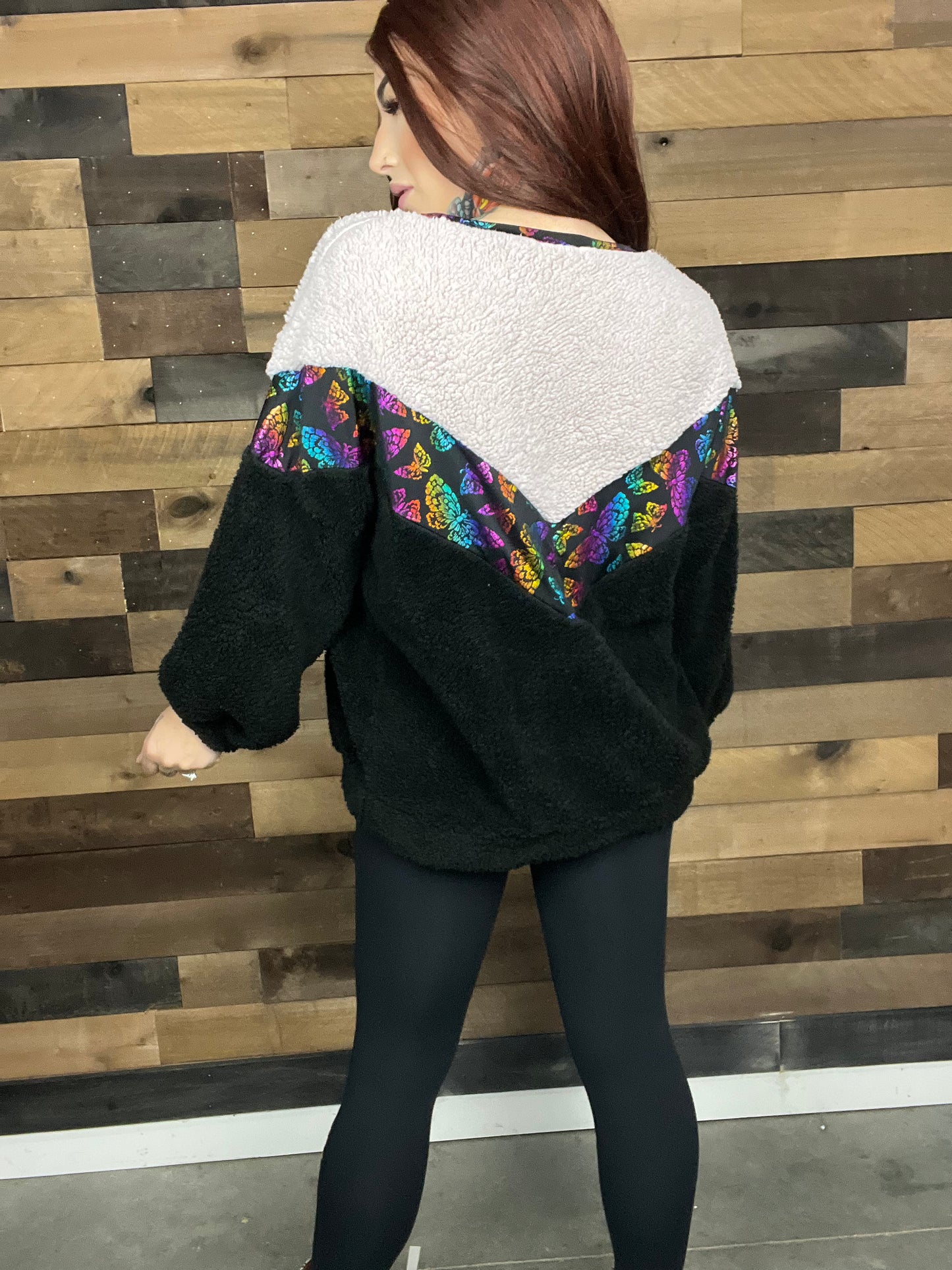 You Give Me Butterflies Curvy Sherpa Sweatshirt