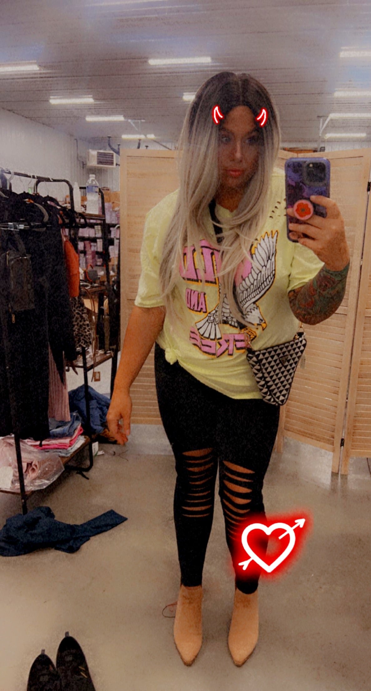 Vegas Skies Ripped High Waisted Leggings (S-XL)