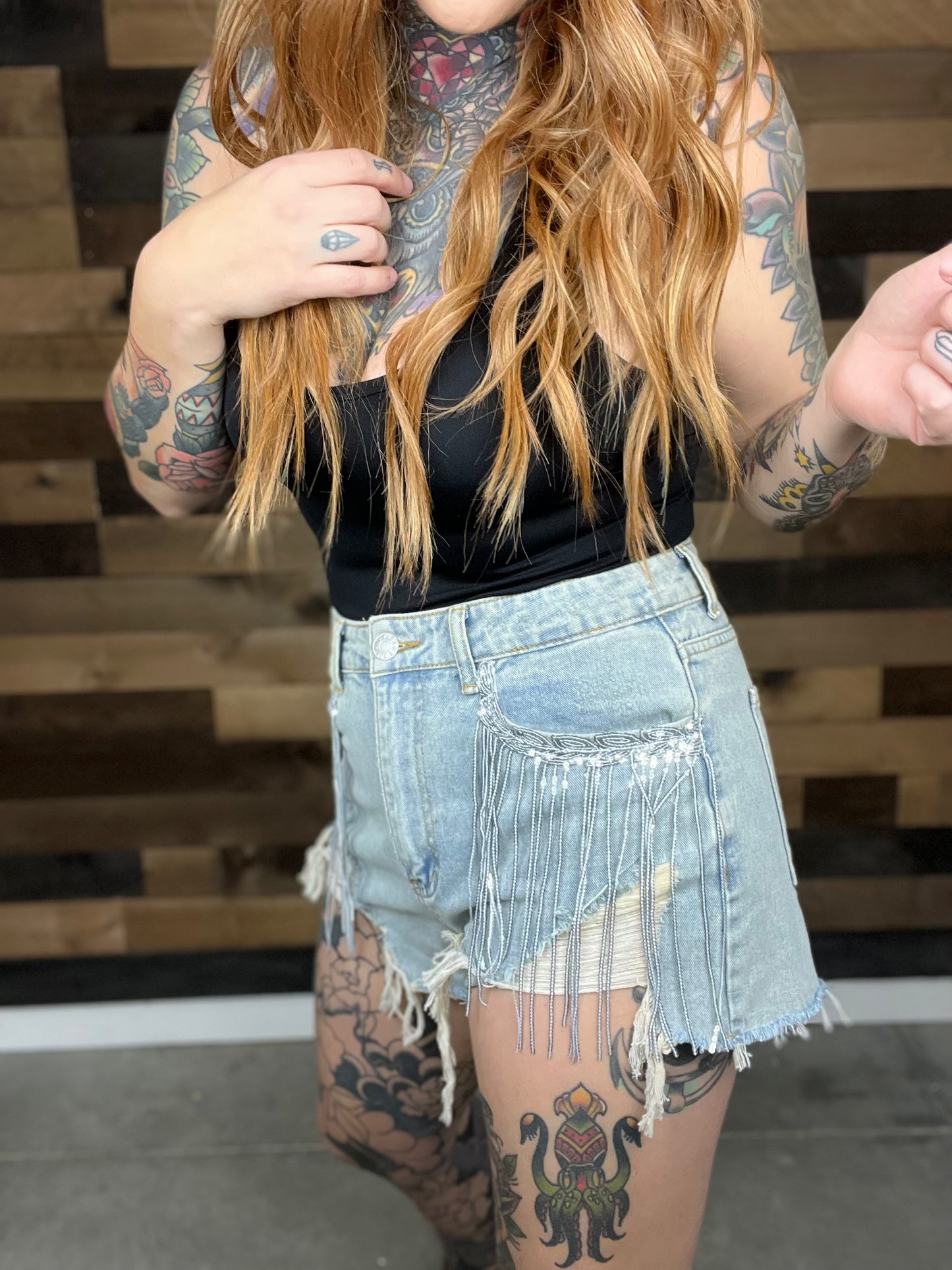 Ryder Frayed Fringe Denim Shorts