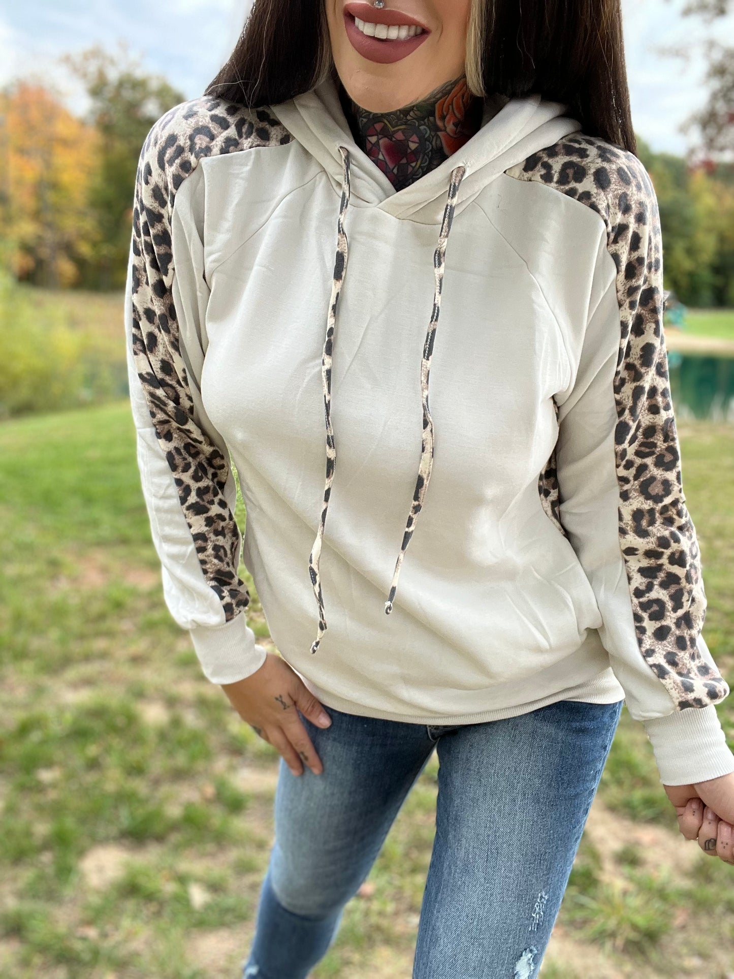 Get In Line Leopard Stripe Hoodie (2 Color Options)
