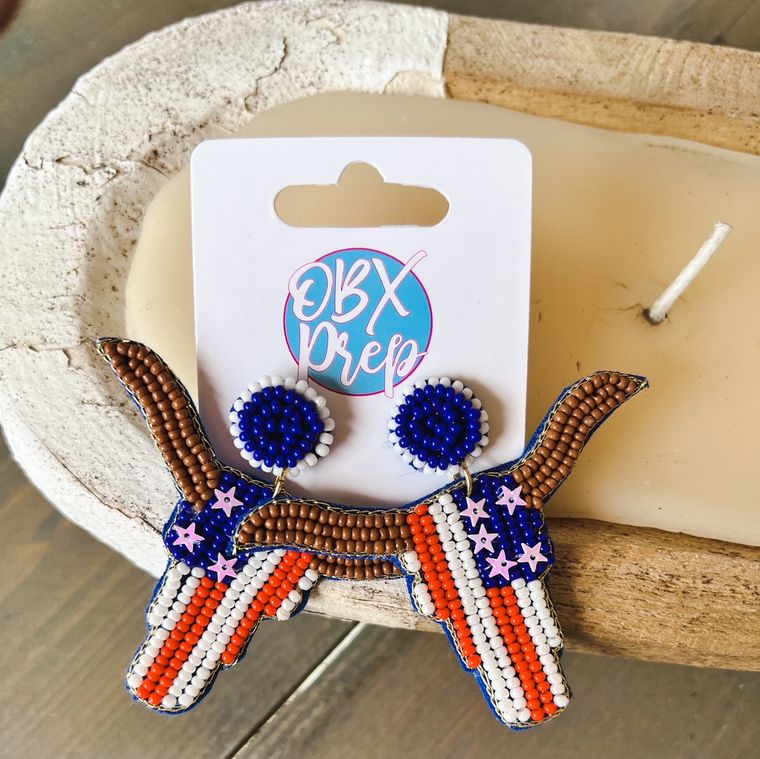 Patriotic Steer Head Earring's