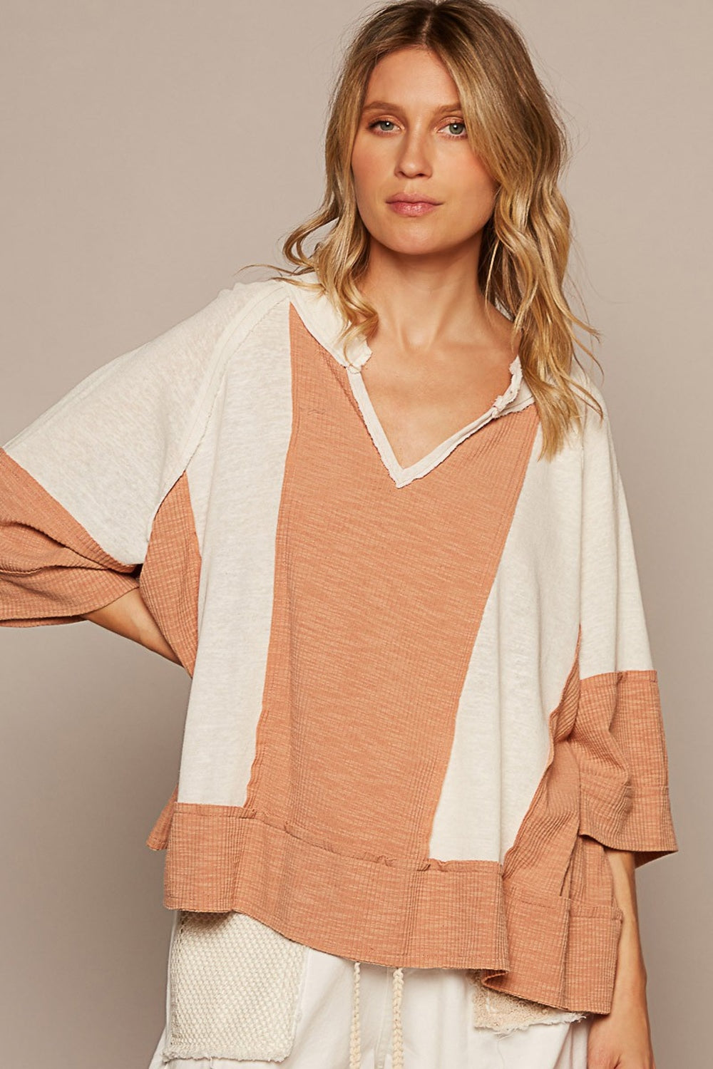 Lust Lives Here (POL) Notched Frayed Edge Contrast Top