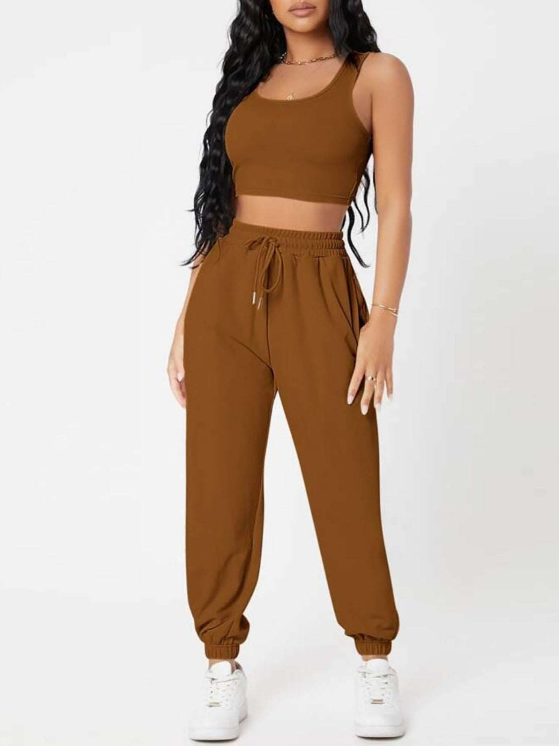 Snagged Your Attention Wide Strap Top and Drawstring Joggers Set (Multiple Colors)