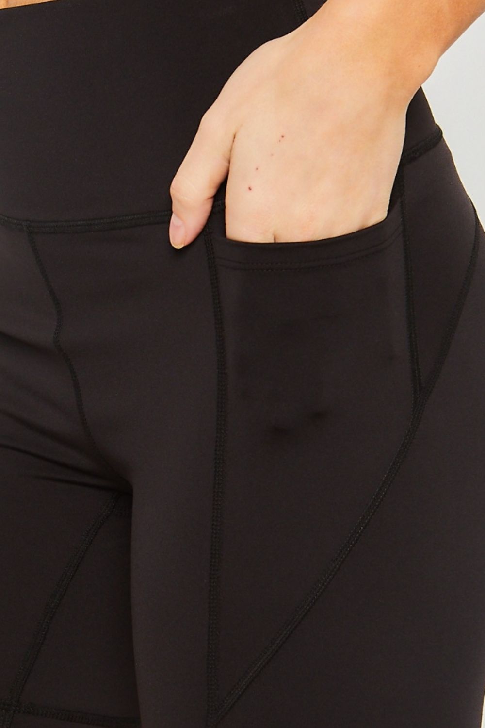 (Black) Race You There High Waist Seam Detail Active Shorts