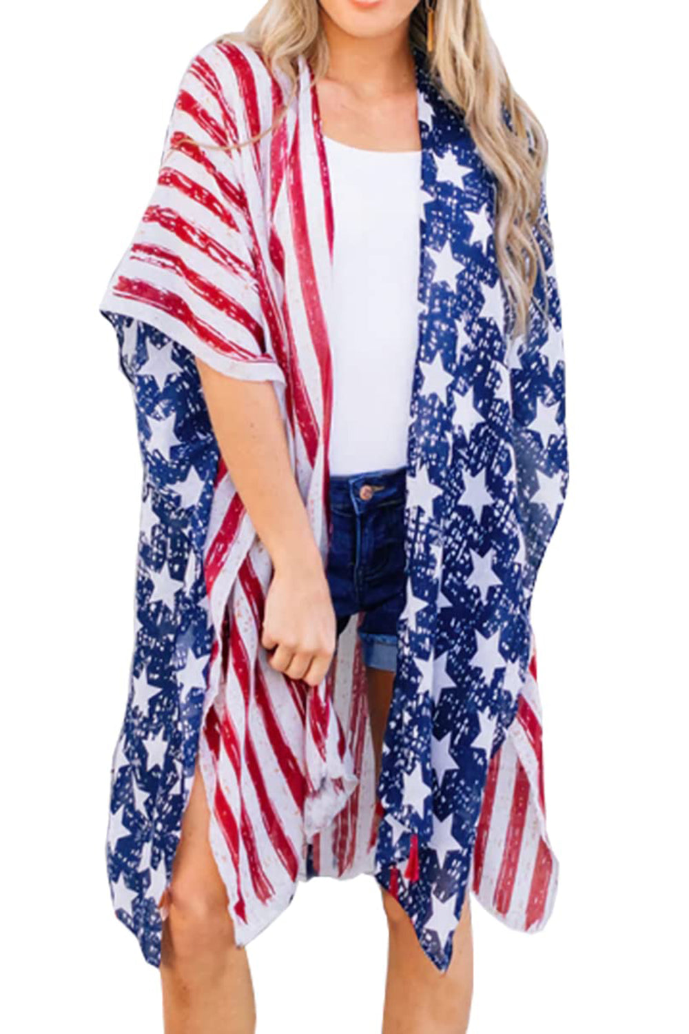 (S-3X) Land Of Liberty Full Size Star & Stripes Open Front Cover Up