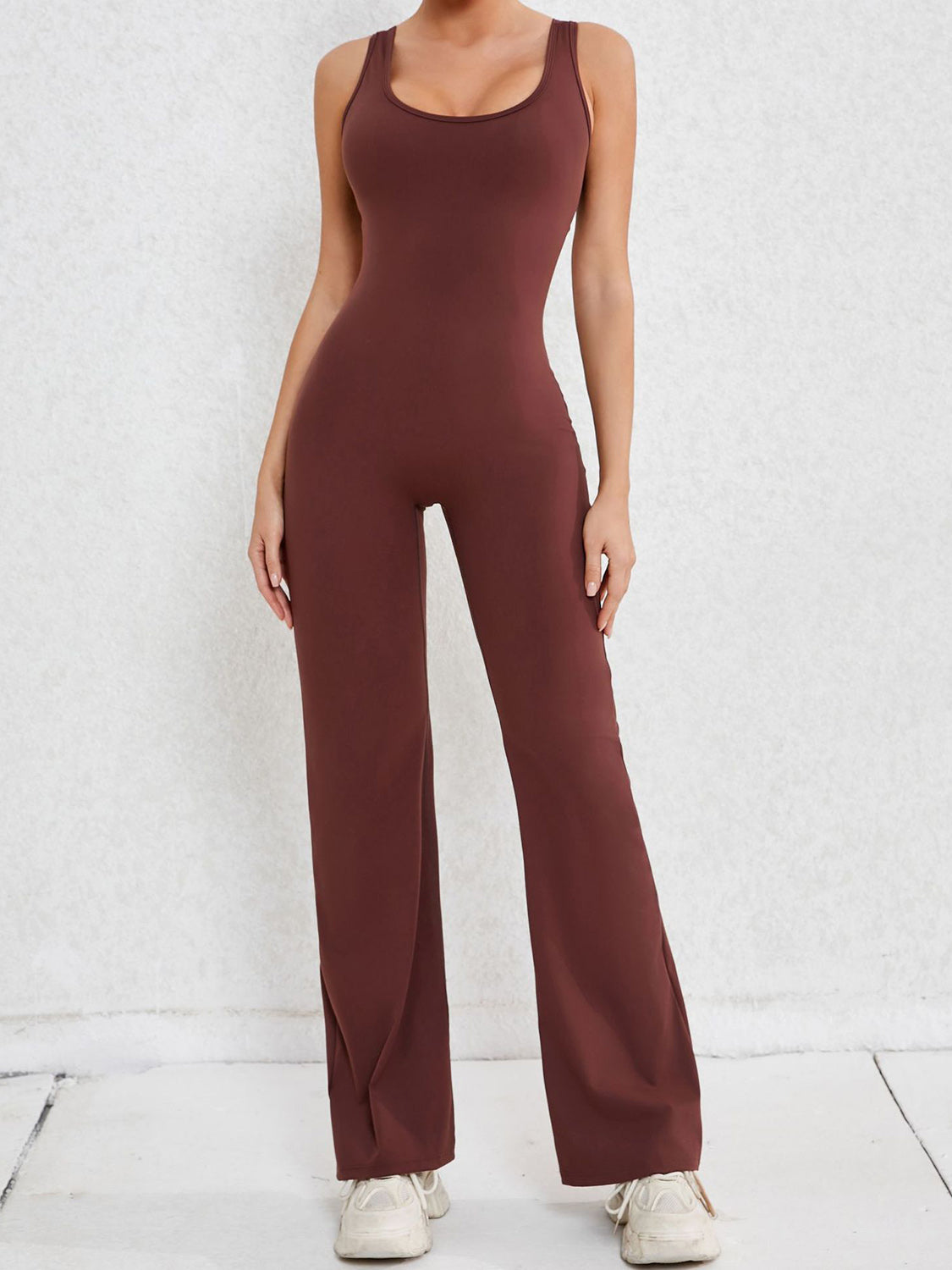 Check Me Out  Cutout Wide Strap Scoop Neck Active Jumpsuit (Multiple Colors)