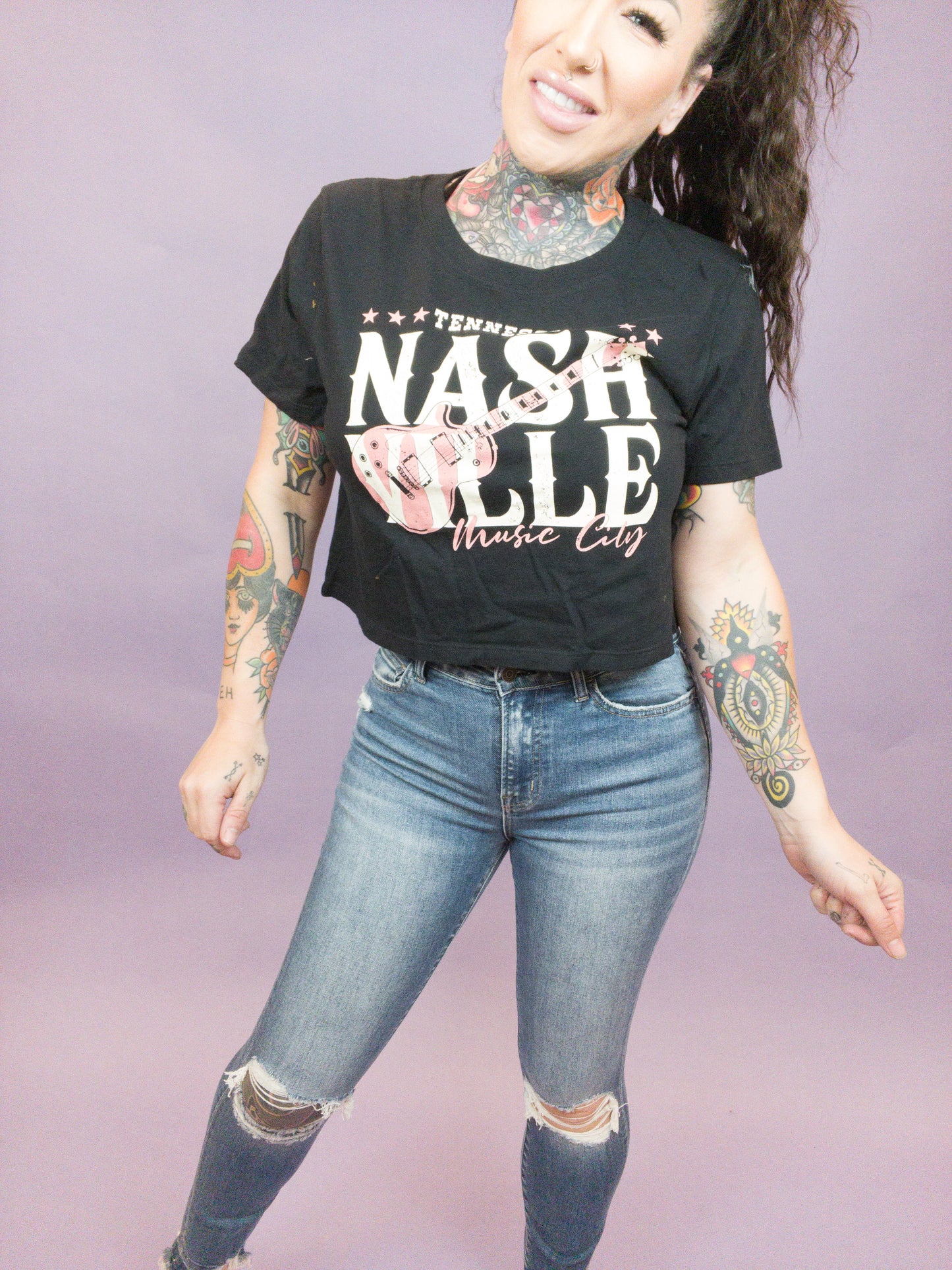 Nashville Music City Graphic Crop Top