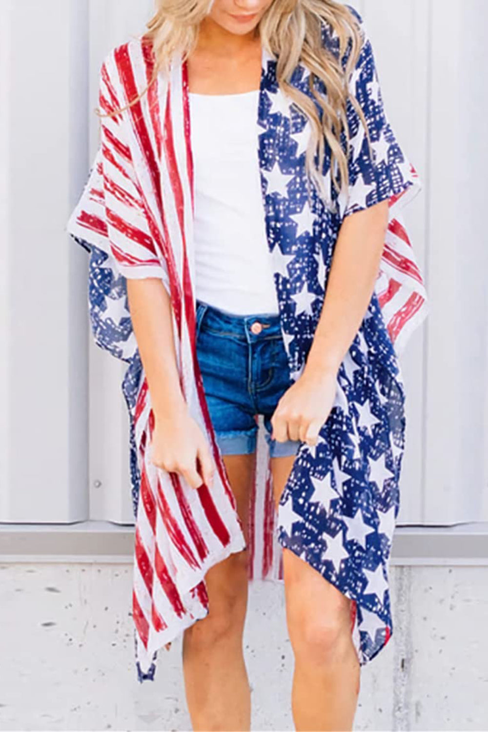 (S-3X) Land Of Liberty Full Size Star & Stripes Open Front Cover Up