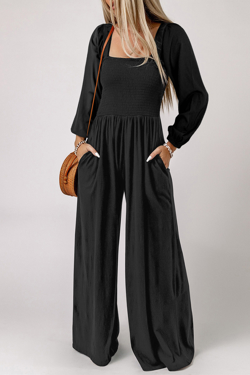 Triumph Over Trials Square Neck Raglan Sleeve Jumpsuit with Pocket - BP