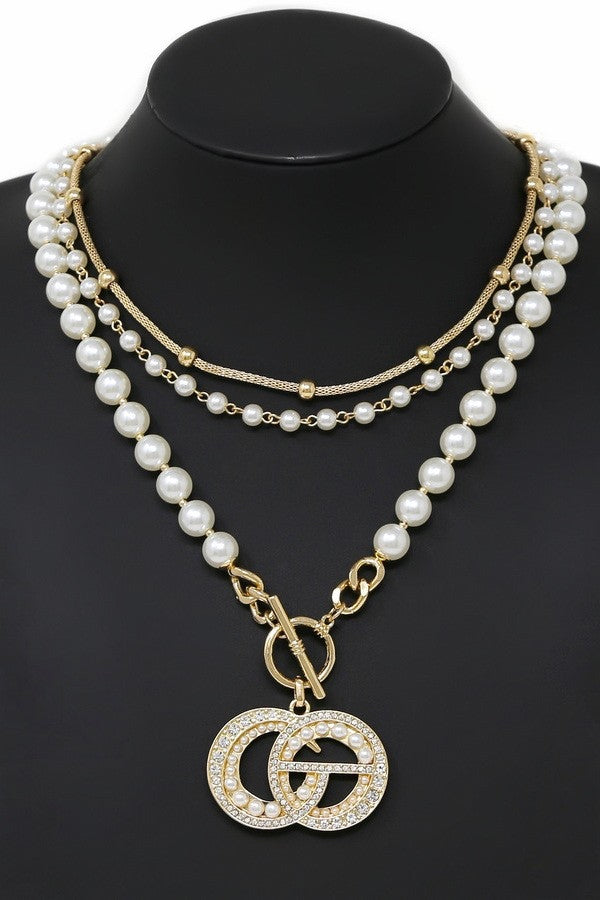 Guilty Pleasure Pendant Pearl Beaded Necklace