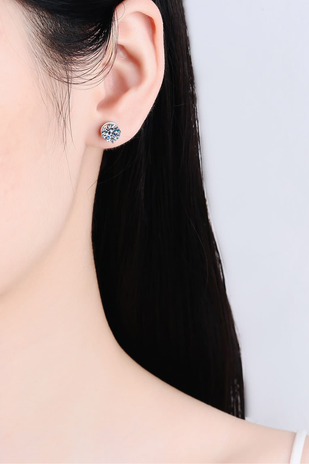 2 Carat Moissanite Rhodium-Plated Stud Earrings