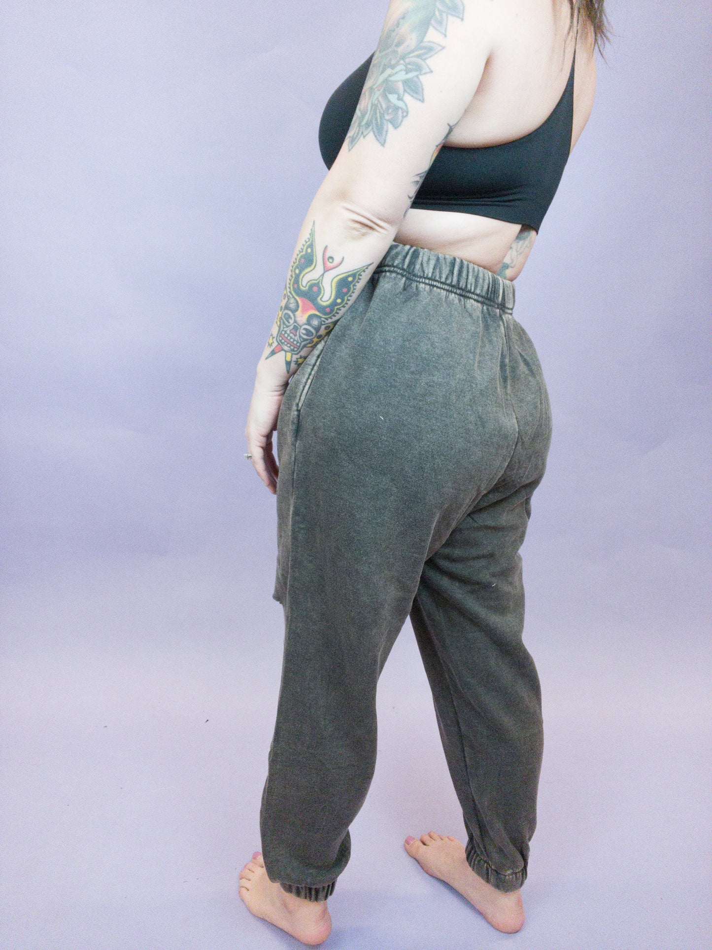 Curvy - Princess of Posh Laser Cut Acid Wash Pocketed Jogger