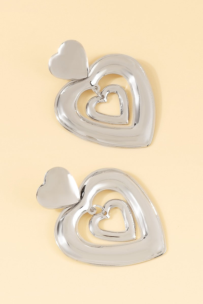 Retro Fascination Large Heart Drop Earrings