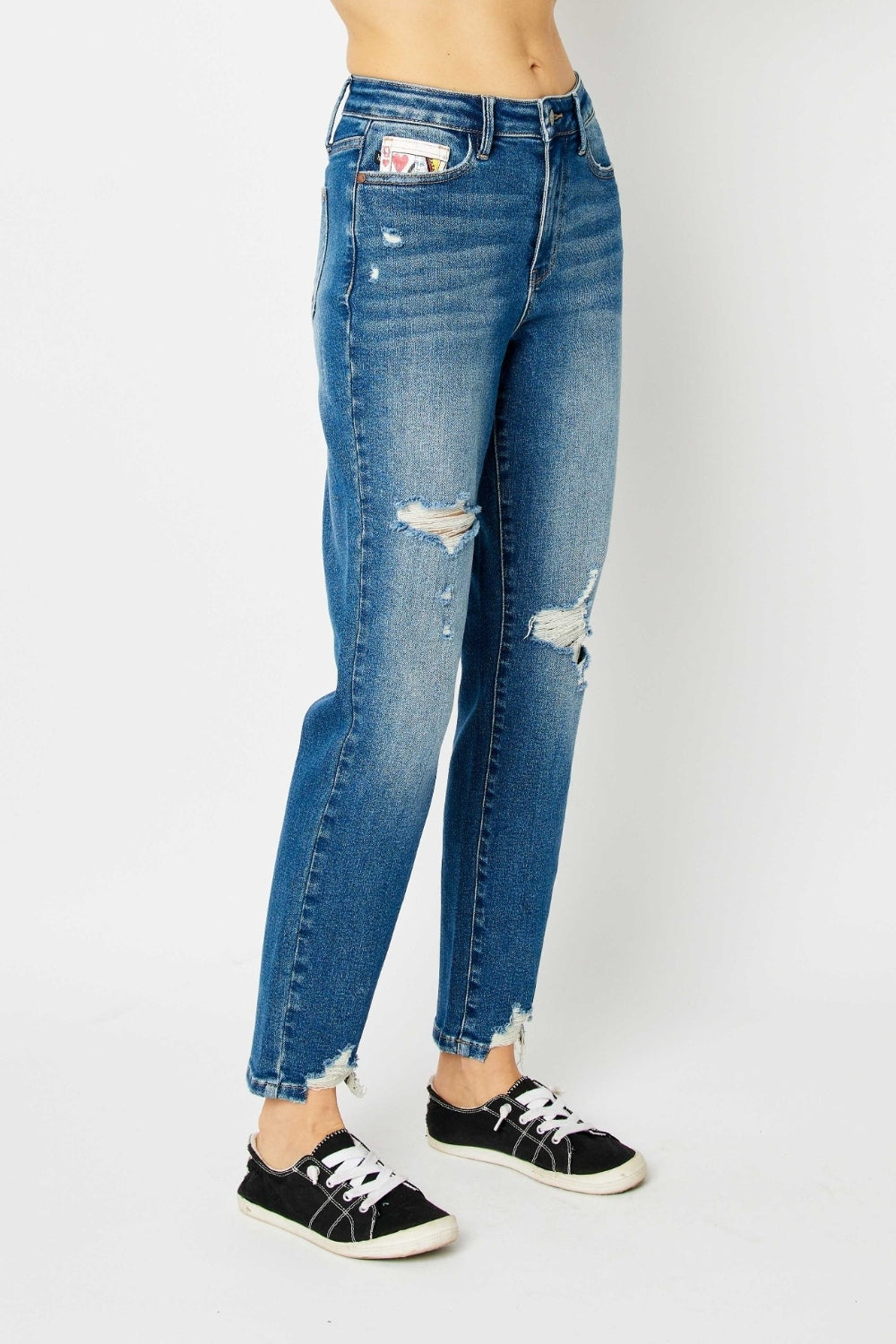 (0-24W) Ace Judy Blue Distressed Boyfriend Fit Jeans