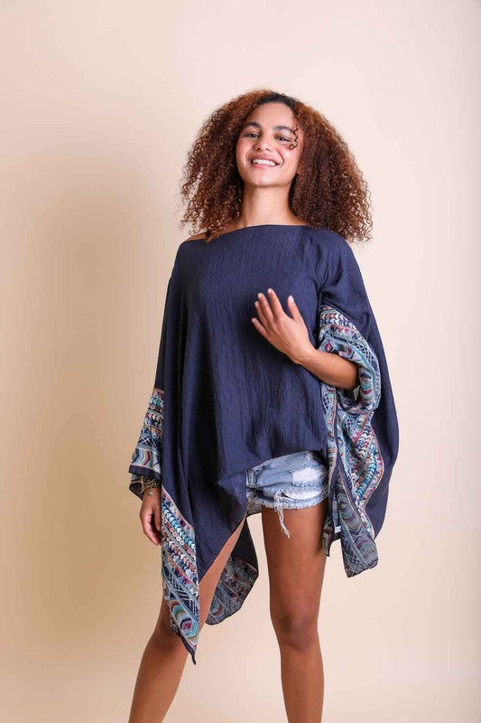 Intertwined In Magic Geometric Embroidered Sleeve Kimono (Multiple Colors) - BP