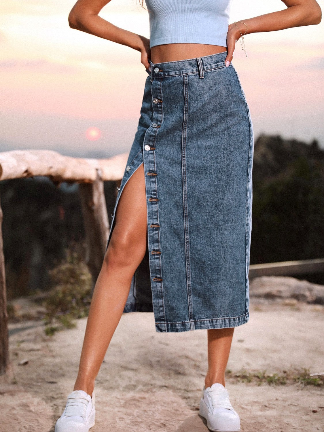 Grew Up Country Button Down Denim Skirt (Multiple Colors) - BP