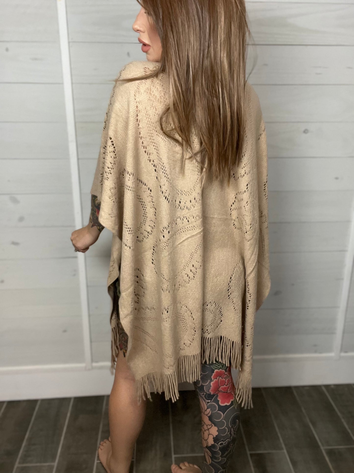 Warm Your Heart Paisley Fringe Poncho