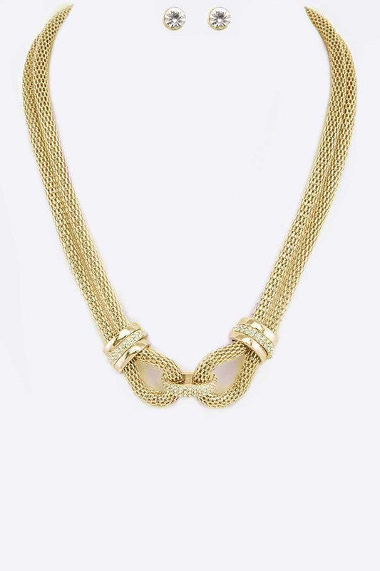 Interlocked Within Rosegold Crystal Accent Fashion Necklace Set (Multiple Finishes) - BP