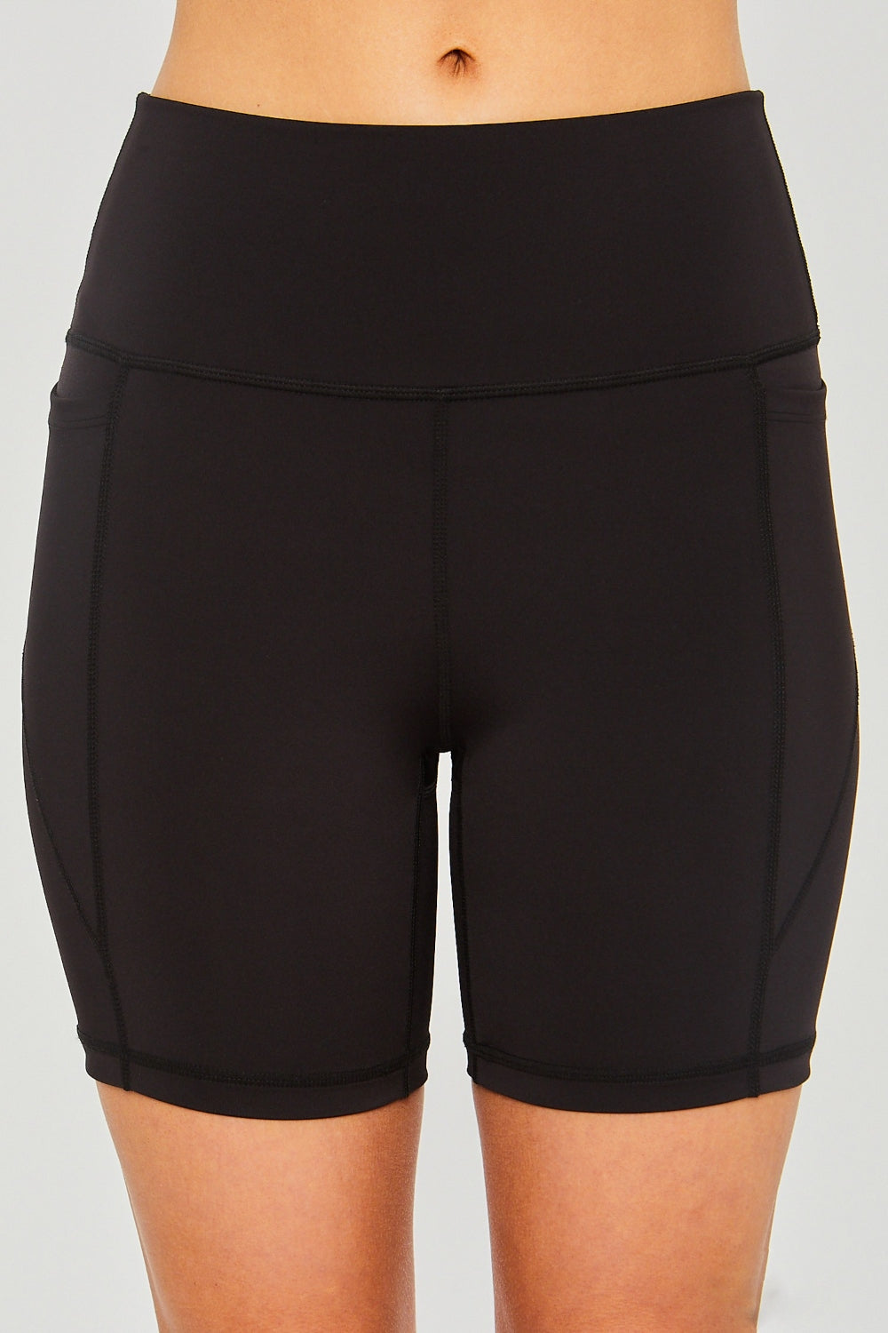 (Black) Race You There High Waist Seam Detail Active Shorts