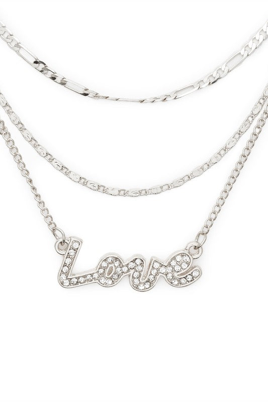 Do You Love Me Love Crystal Layer Necklace Set (Multiple Finishes)