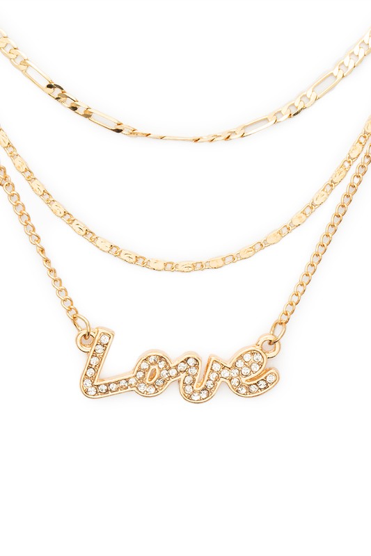 Do You Love Me Love Crystal Layer Necklace Set (Multiple Finishes)